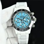 Rolex Daytona 43mm Japan Quartz Movement Men Luminous Ice Blue Face Watch